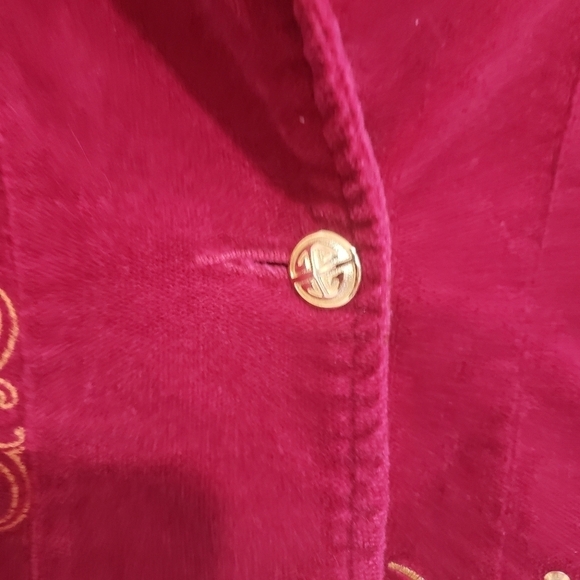 Baby Phat Girlz Burgundy Velvety Embroidery Blazer Jacket Size Large - Picture 9 of 14